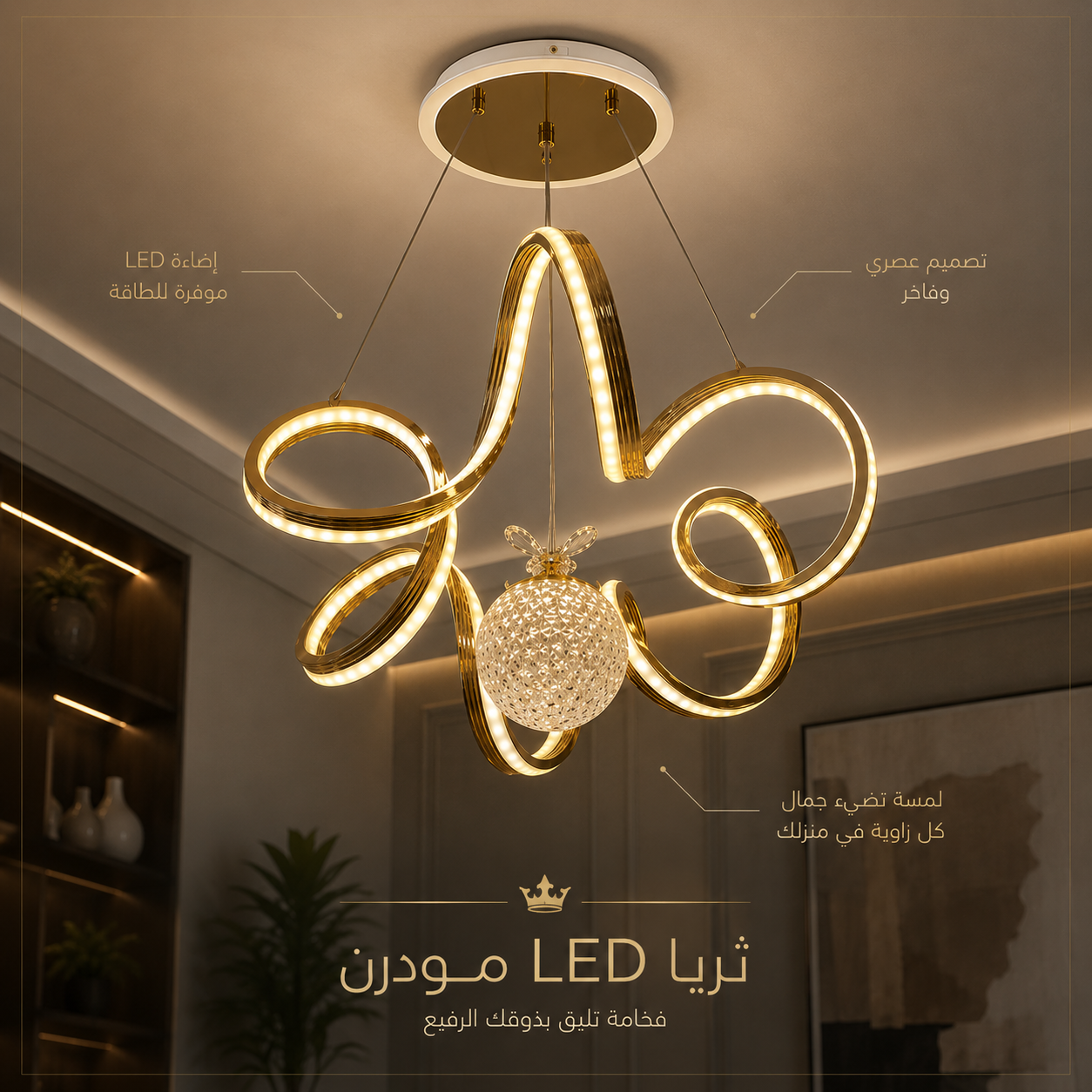Lustre LED Moderne avec Télécommande – 50 cm